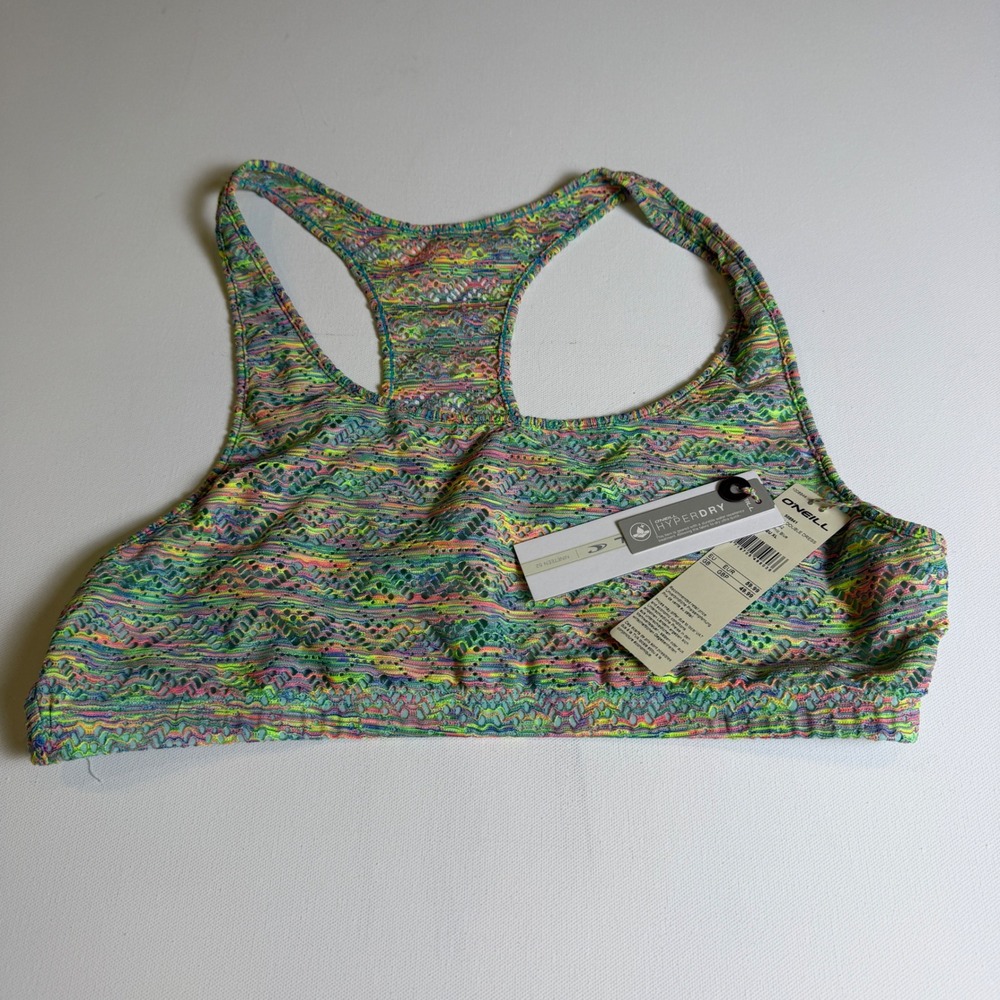 O'Neill Hyperdry Racerback Bikini Top XL Multicolor Crochet Knit Swimwear